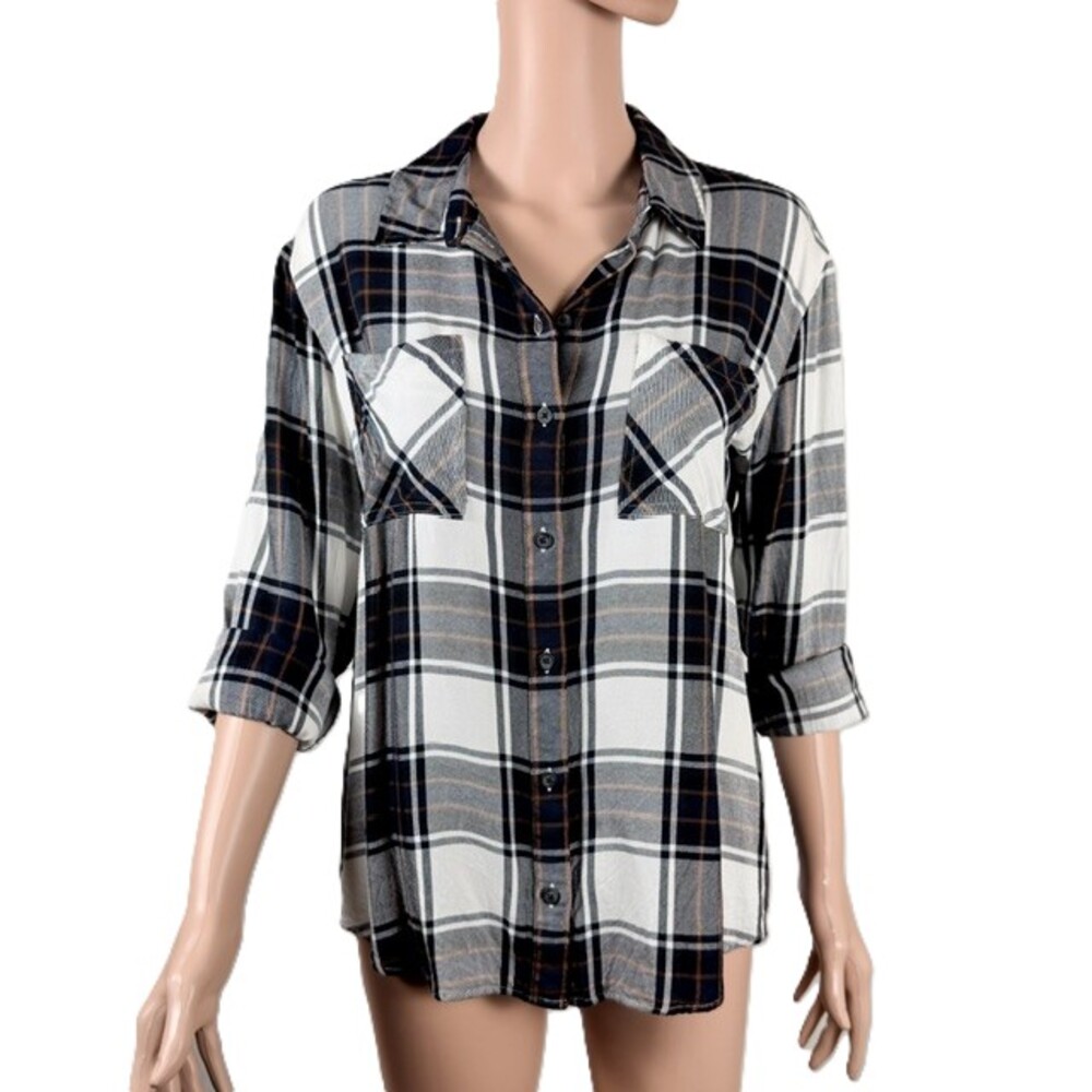 NWOT Sanctuary New Generation Plaid Boyfriend Shirt Size S
